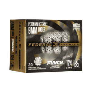 MUNIÇÃO FEDERAL 9MM LUGER 124GR PUNCH JHP 20un