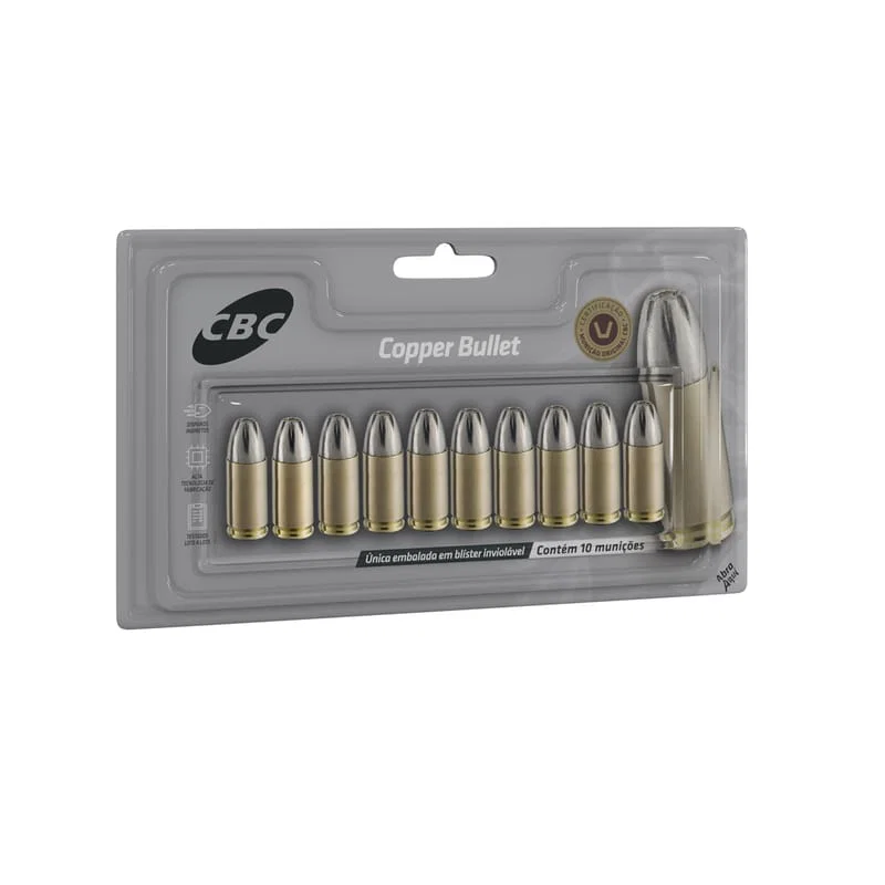 MUNIÇÃO CBC 9MM CXPO +P+ COPPER BULLET TACTICAL