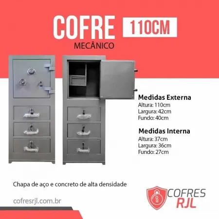 COFRE BOCA DE LOBO 110CM COM GAVETAS RJL110