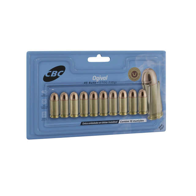 MUNIÇÃO CBC .45 ETOG 230GR 10un