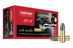 MUNIÇÃO NORMA .22LR MATCH 40GR LRN 50un