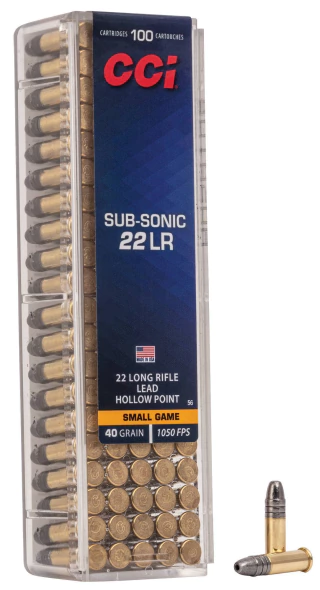 MUNIÇÃO CCI .22LR SUBSONIC SMALL GAME 40GR HP