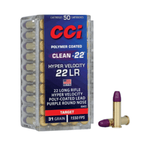 MUNIÇÃO CCI .22LR HYPER VELOCITY CLEAN HP 31GR 50un