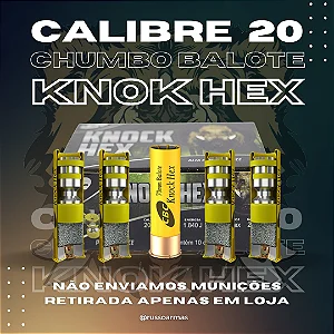 MUNIÇÃO CBC 20GA KNOCK HEX BALOTE EXPANSIVO 10un