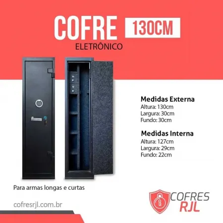 COFRE ELETRONICO 130X30X30 PRA ARMAS LONGAS - Cofres RJL