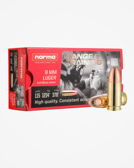 MUNIÇÃO NORMA RANGE & TRAINING 9MM FMJ 115GR 50un