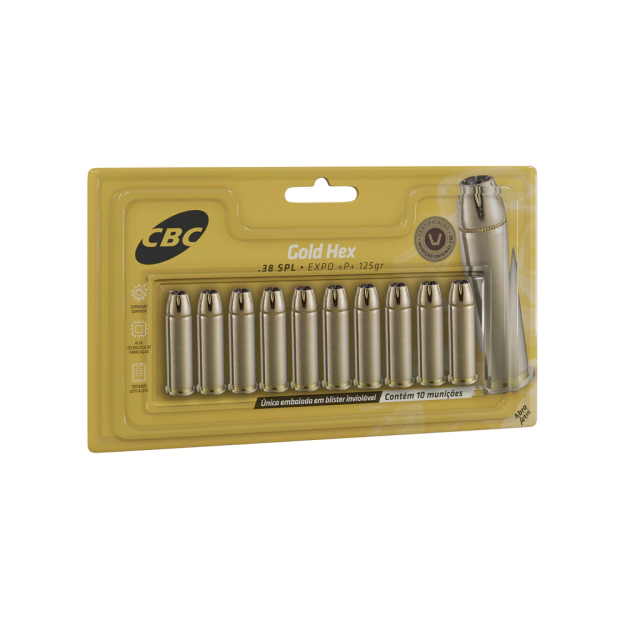 MUNIÇÃO CBC .38 SPL EXPO +P+ 125GR 10un