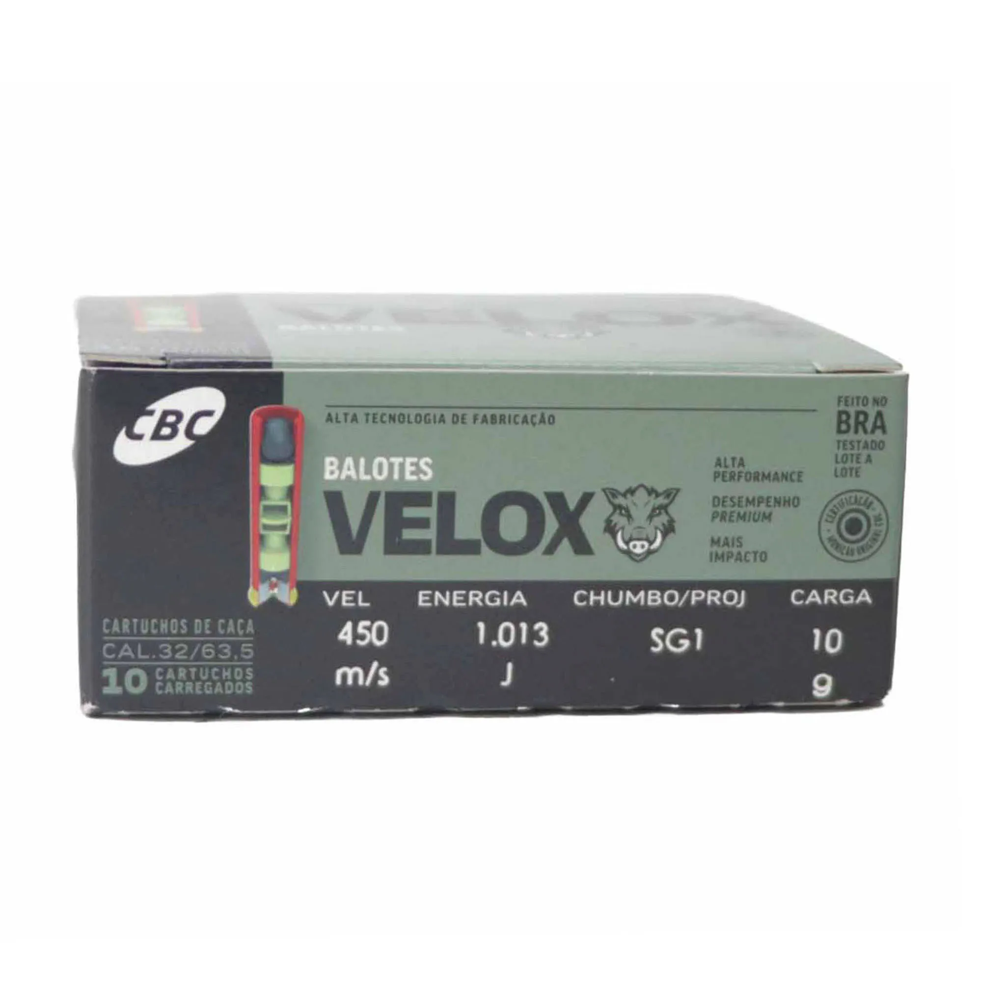 MUNIÇÃO CBC 32GA VELOX SG1 BALOTE CÂMARA 63,5MM 10un