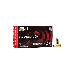 MUNIÇÃO FEDERAL AMERICAN EAGLE 9MM 147GR FMJ 50un
