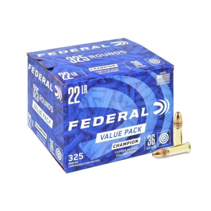 MUNIÇÃO FEDERAL .22 LR CHAMPION PLATED 36GR HP 325un