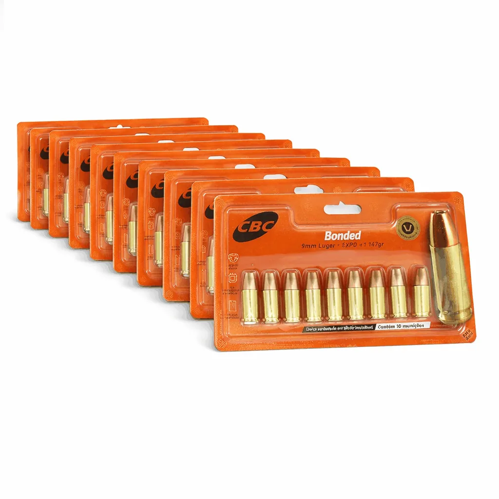 MUNIÇÃO CBC 9MM GOLD HEX EXPO +P+ 115GR