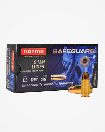 MUNIÇÃO NORMA SAFEGUARD 9mm JHP 115GR 50un
