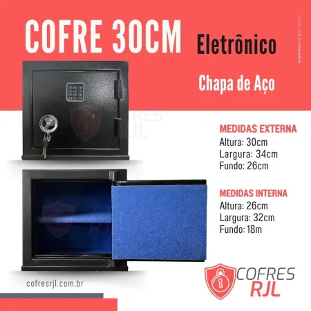 COFRE 30X36X26 ELETRONICO CHAVE EMERGENCIA