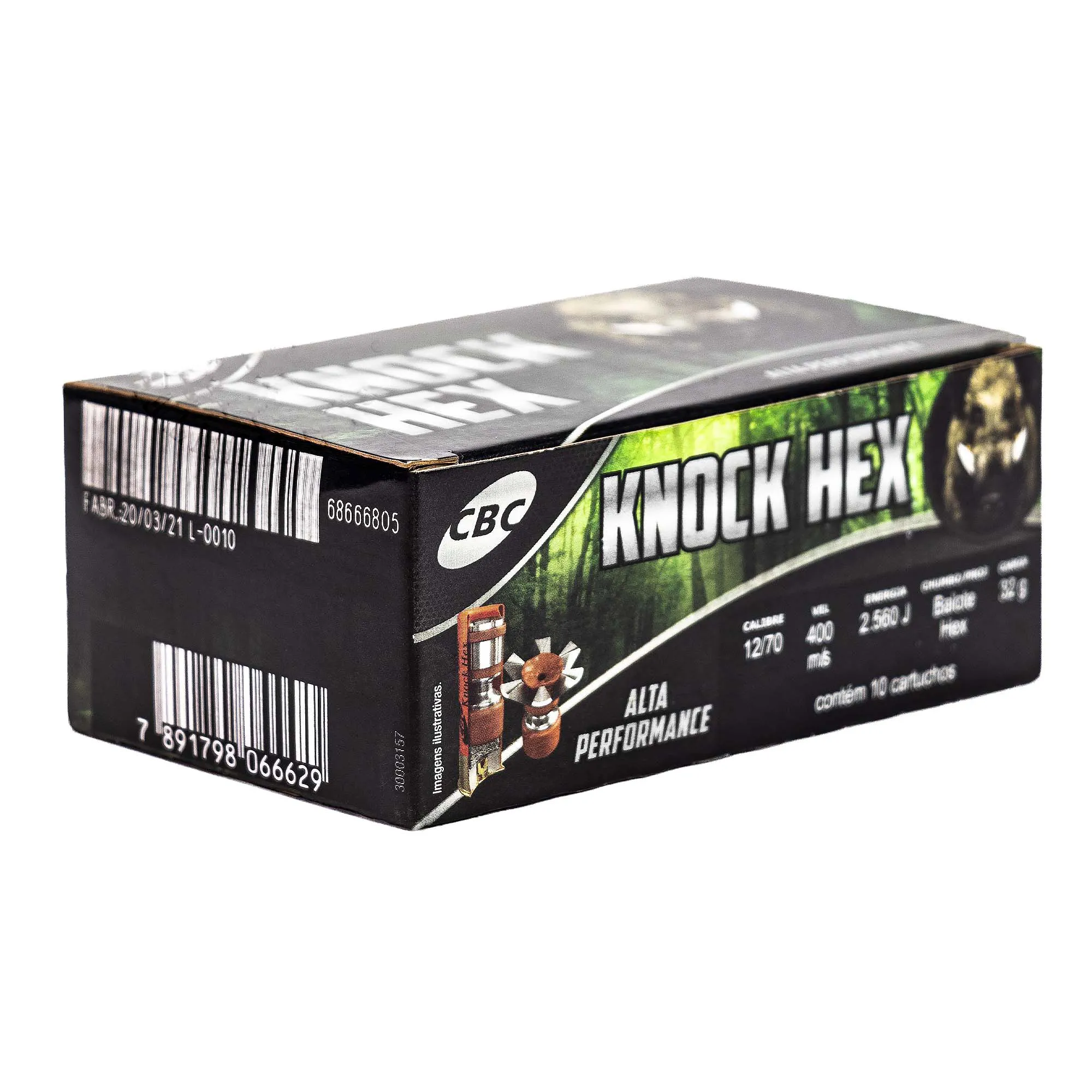 MUNIÇÃO CBC 12GA BALOTE KNOCK HEX 10un