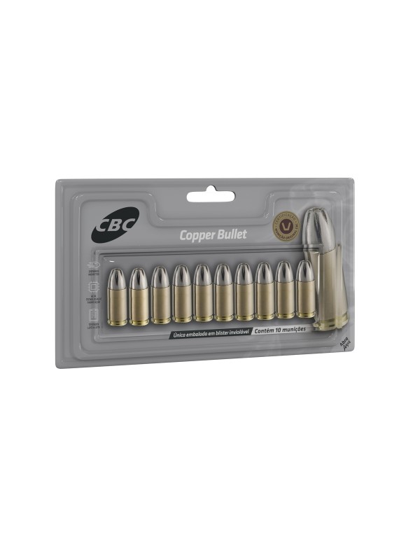 MUNIÇÃO CBC 9MM CXPO +P+ COPPER BULLET 93GR