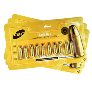 MUNIÇÃO CBC .9MM LUGER GOLD HEX EXPO +P+ 115GR 10un
