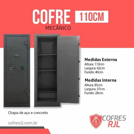COFRE 110CM EM CHAPA DE AÇO E CONCRETO RJL110