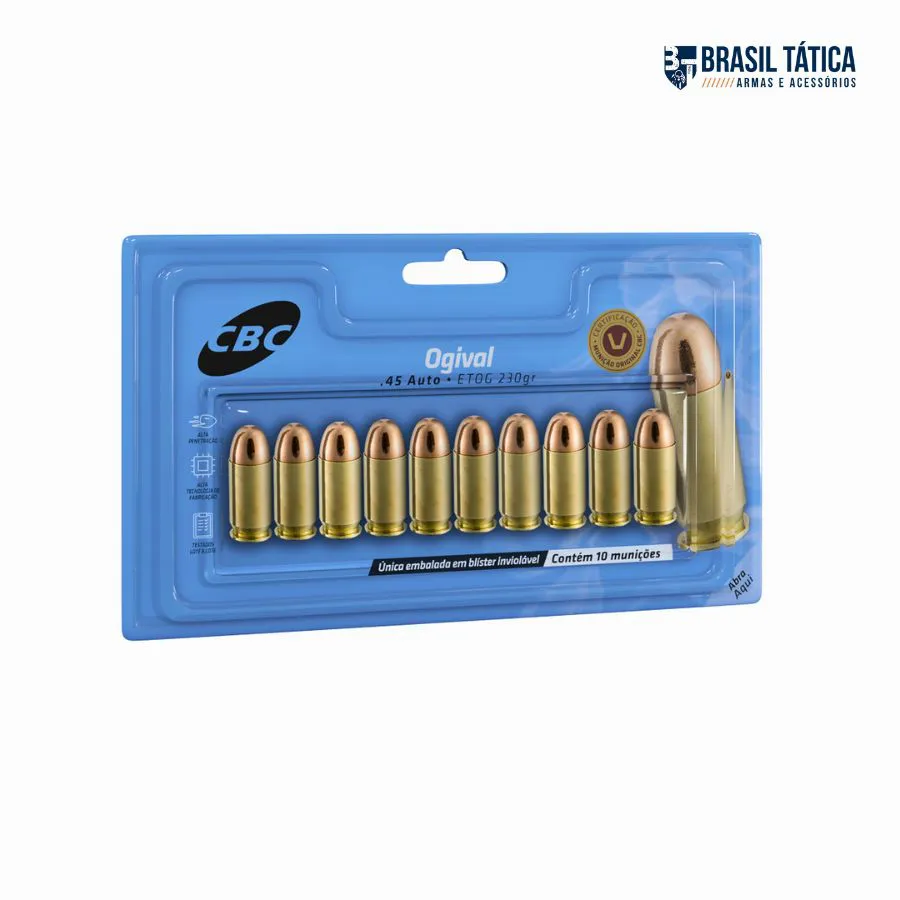 MUNIÇÃO CBC .45 AUTO ETOG 230GR