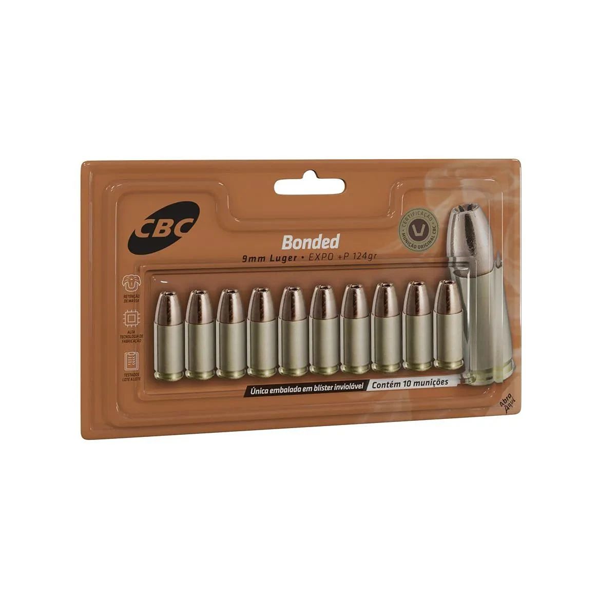 MUNIÇÃO CBC .9MM +P EXPO 124GR