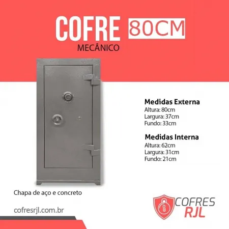 COFRE 80CM CHAPA DE AÇO E CONCRETO RJL080