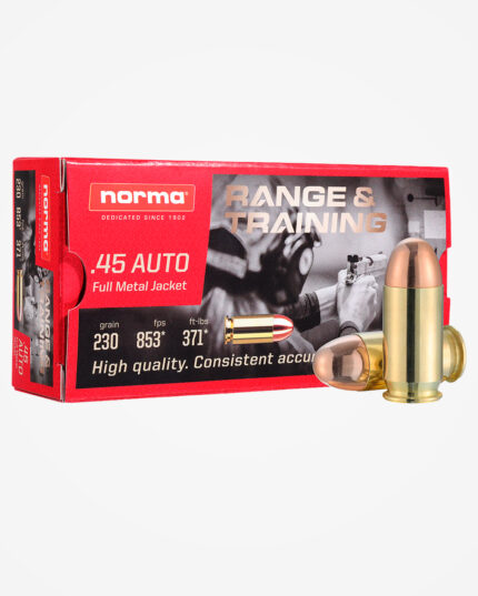 MUNIÇÃO NORMA .45 AUTO FMJ 230 GR RANGE & TRAINING