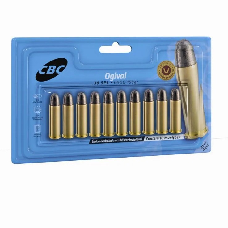 MUNIÇÃO CBC .38 ETOG 158GR 50un