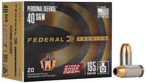 MUNIÇÃO FEDERAL .40 HYDRA-SHOK DEEP 165GR JHP 20un