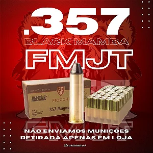MUNIÇÃO FIOCCHI .357 MAG BLACK MAMBA 110 GR FMJT 50un