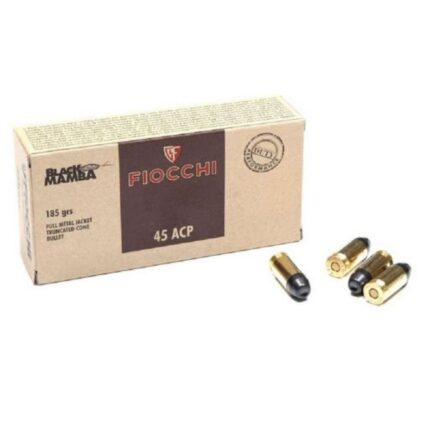 MUNIÇÃO FIOCCHI .45 ACP BLACK MAMBA FMJTC 185GR 50un