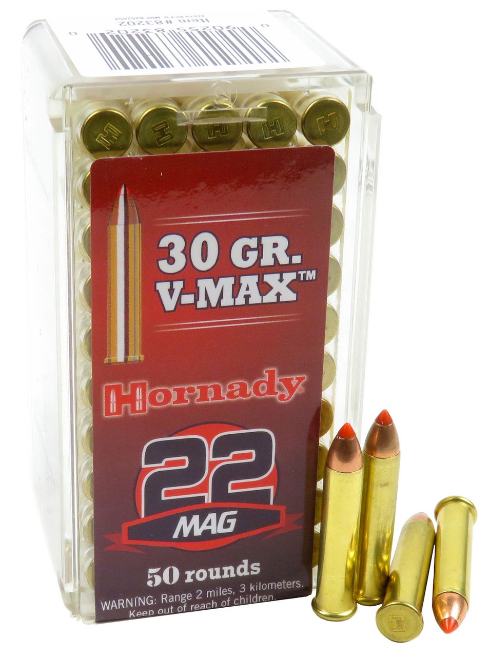 MUNIÇÃO HORNADY .22 V-MAX 30GR 50un