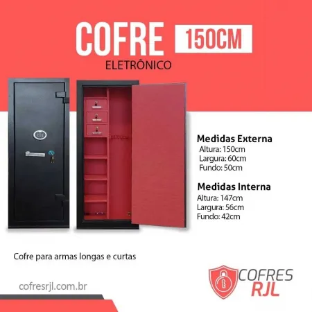 COFRE ELETRÔNICO 150 CM ARMAS LONGAS CHAVE TETRA RJL150E
