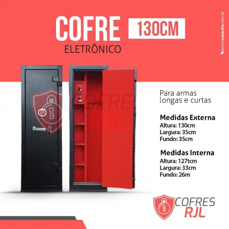 COFRE ELETRÔNICO 130CM ARMAS LONGAS E CURTAS - COFRES RJL