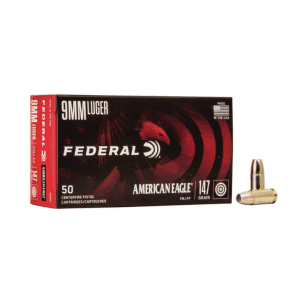 MUNIÇÃO FEDERAL AMERICAN EAGLE 9MM LUGER 147GR FMJ FP 50un